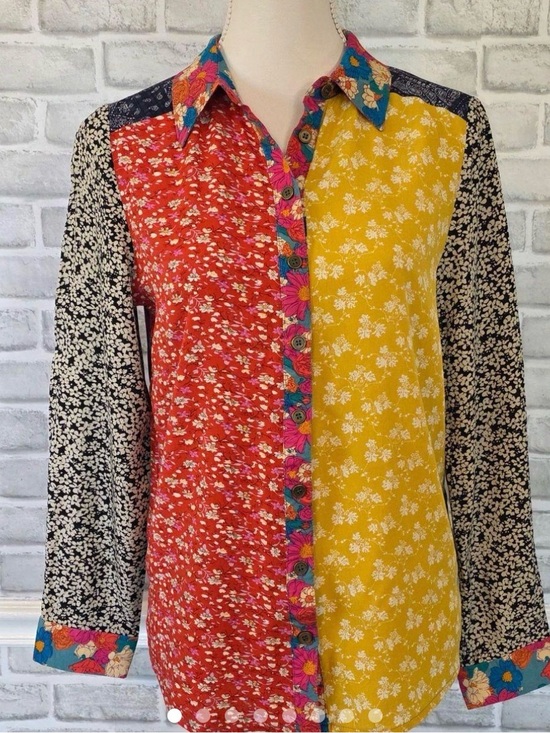 NATURAL LIFE Tops - Natural Life Patchwork Floral Button Down Shirt Size Small